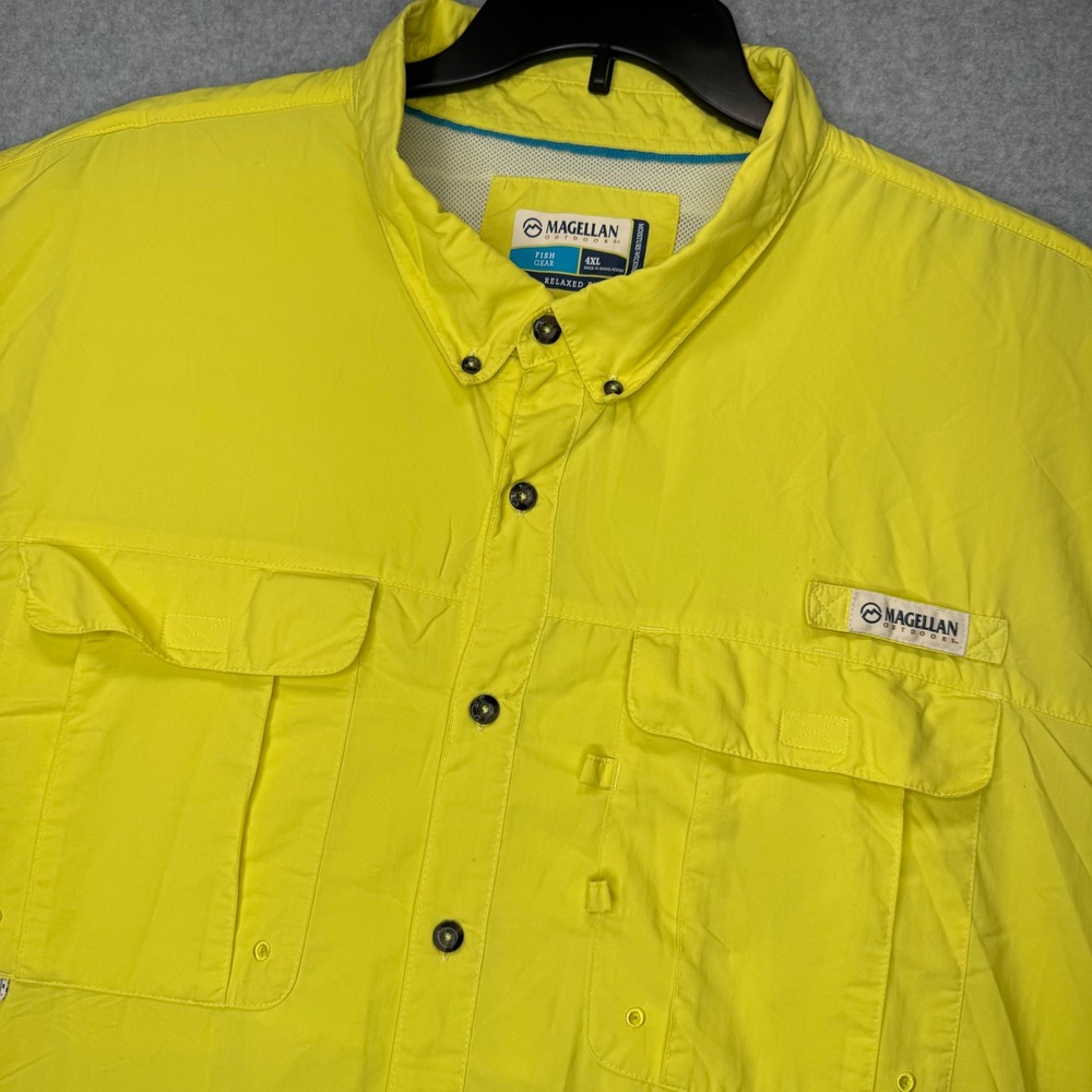 Magellan Fishing Shirt Mens 4XL Yellow Laguna Madre Relaxed Fit Fish Gear Vented